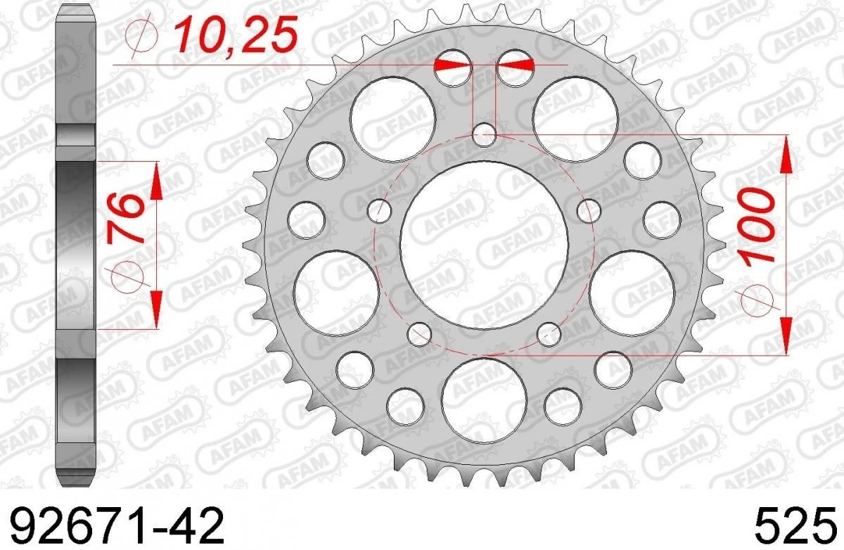 AFAM Tandwiel Achterzijde Staal 42T - 525 3 AFAM Tandwiel Achterzijde Staal 42T - 525